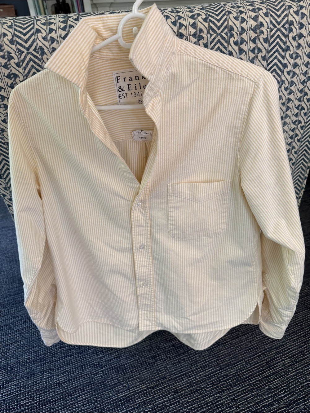 Frank & Eileen Men's Light Yellow Thin-Striped Cotton Button-Down